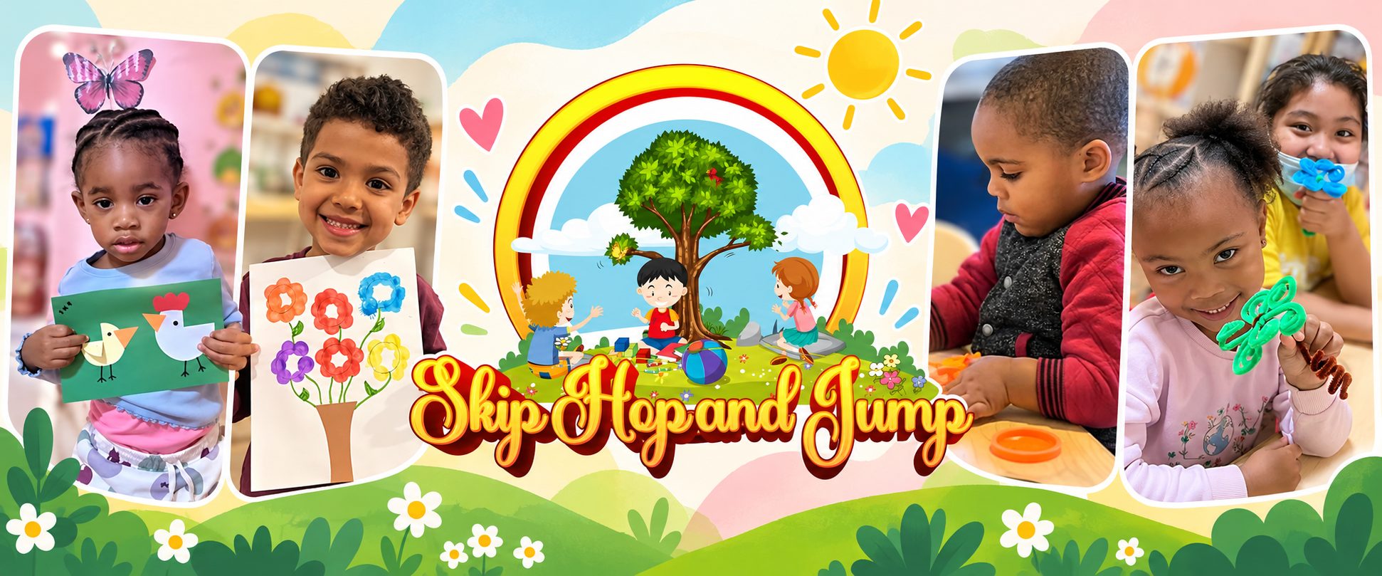 Children at Skip Hop and Jump enjoying crafts, play and friendship